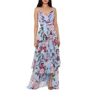 Xscape Floral Chiffon Gown